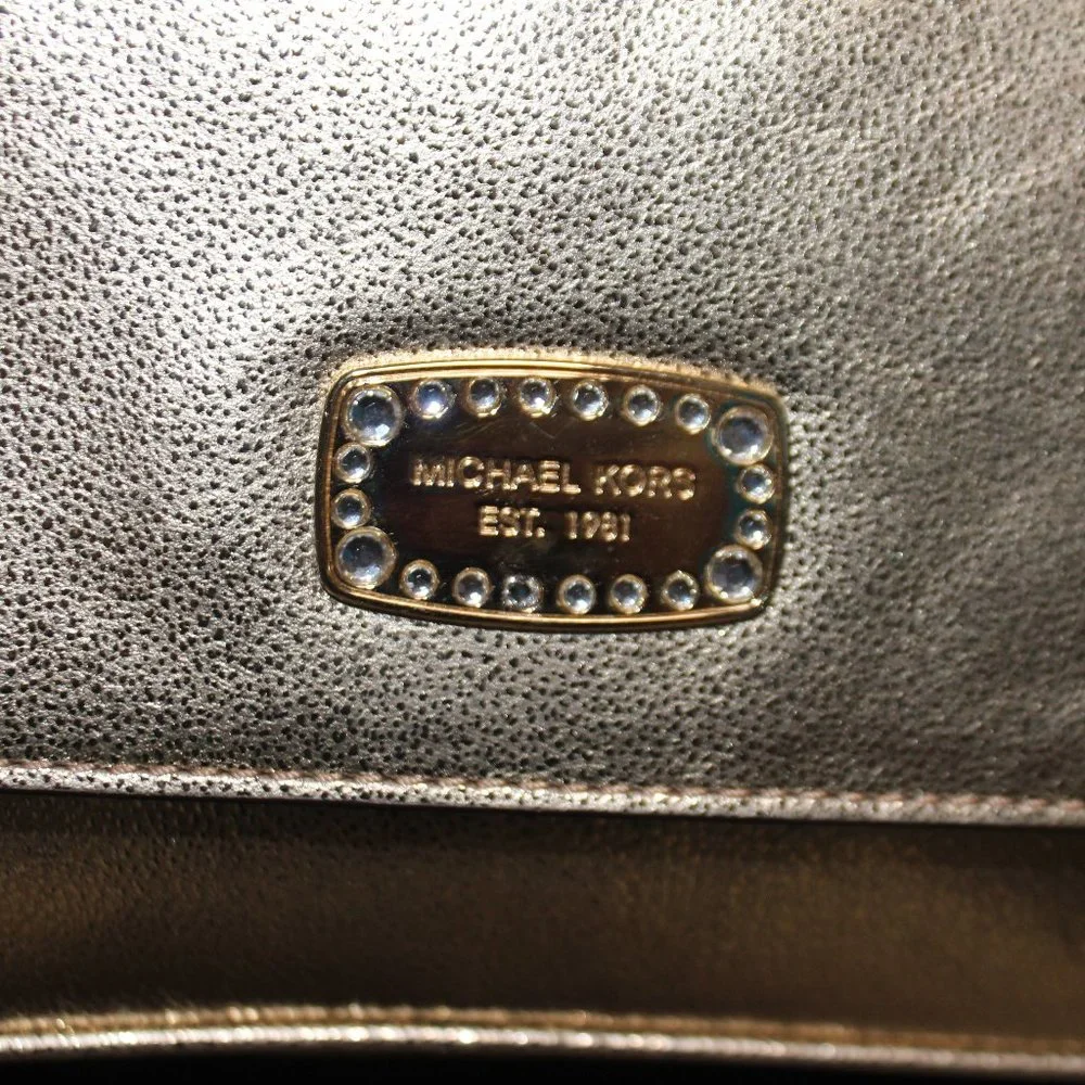 NWOT Michael Kors Gold Leather Shoulder Bag with Chain Strap - Picture 4 of 16